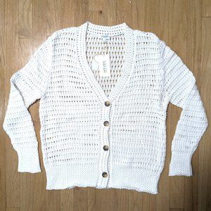HAVEN WELL WITHIN Cotton Crochet Cardigan in White Size L (NEW WITH TAGS)